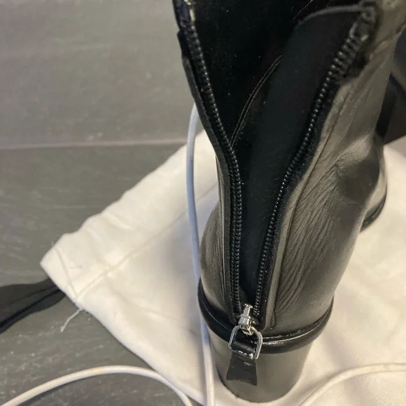 Proenza Schouler Black Leather Open-Toe Lace-Up Ankle Boots with White Laces - Picture 7 of 13